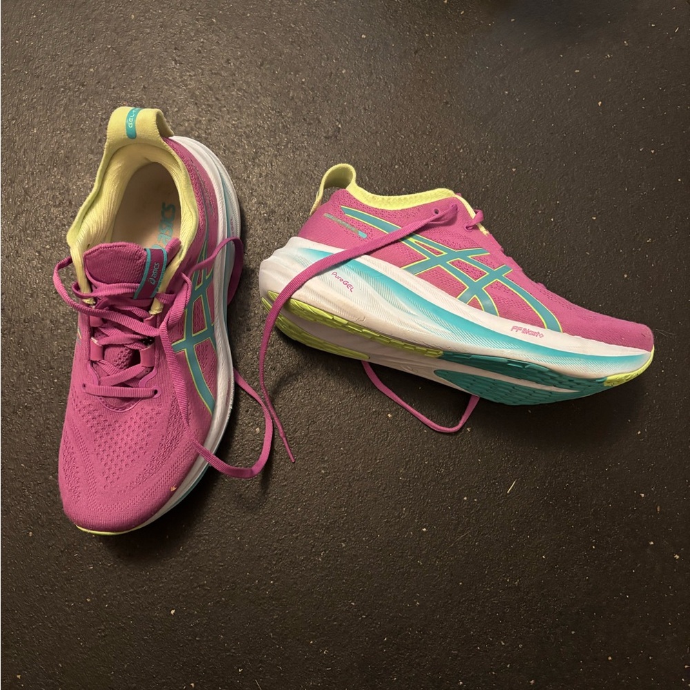 Asics Pink and Blue Athletic Shoes for Performance